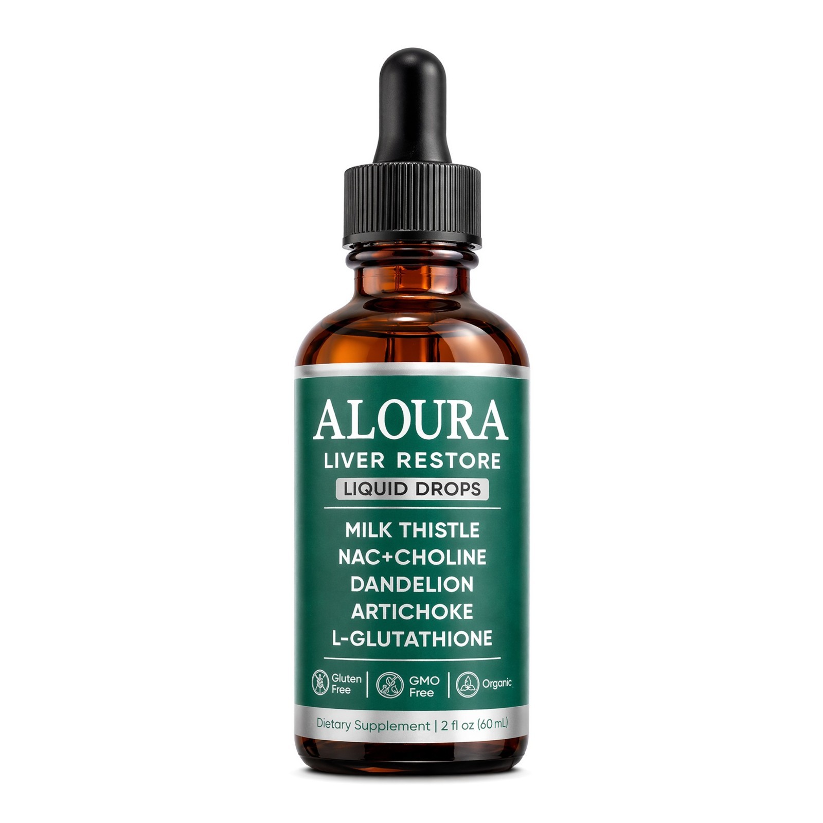 Aloura Liver Restore Liquid Drops Milk Thistle Dandelion Detox Support 60ml