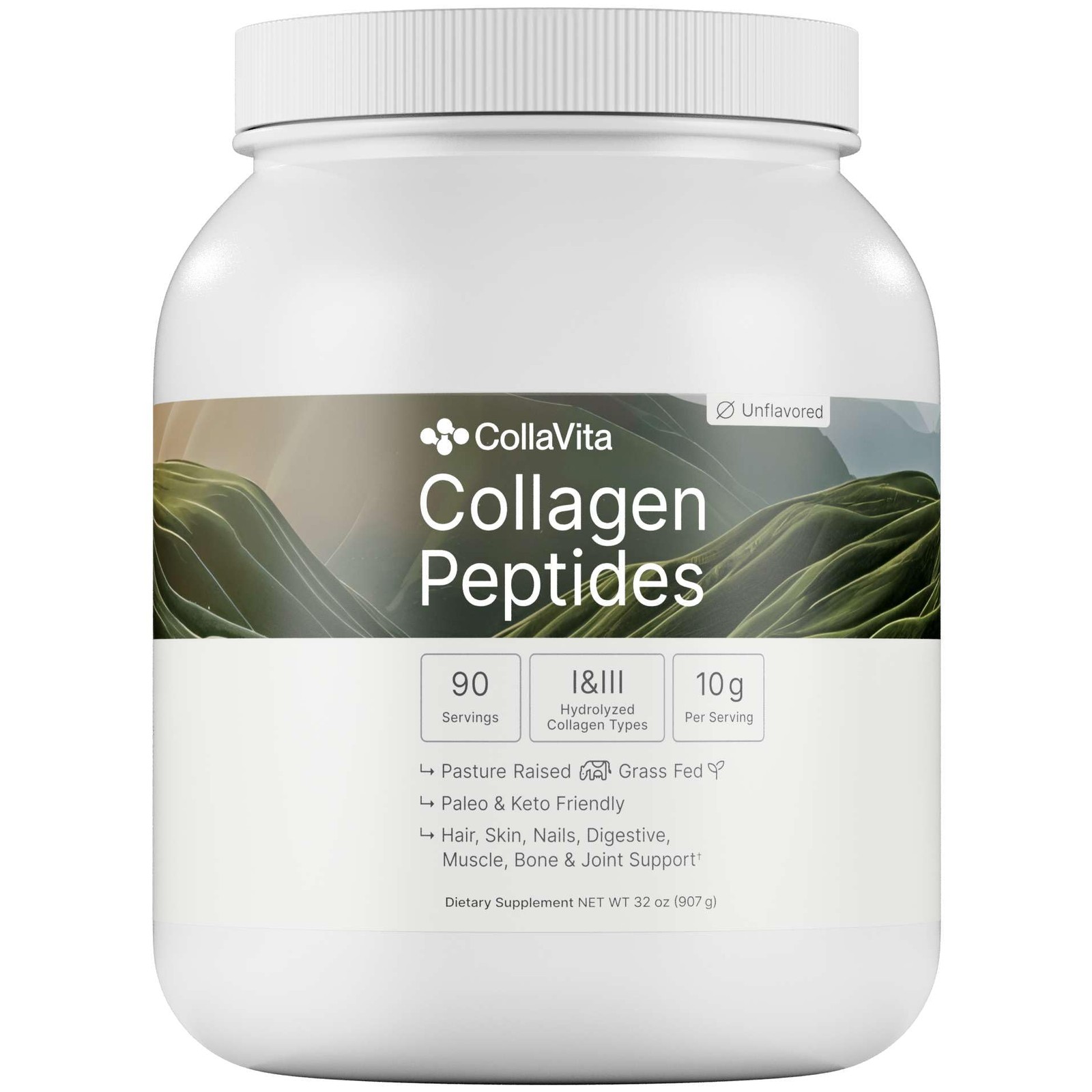 CollaVita Collagen Peptides Powder (3 Month 2 Pound (Pack of 1), Beige