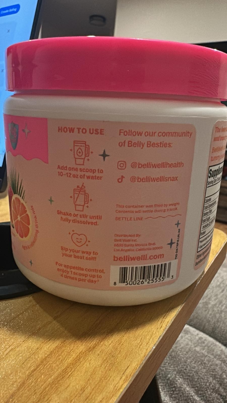 BelliWelli Fiber Supplement- Collagen, Probiotics and Electrolytes, Exp 10/2026