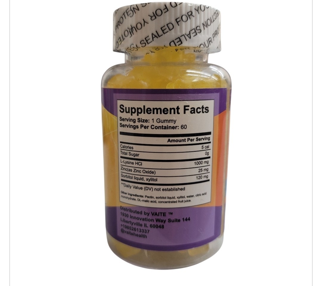 Vaite Health L-lysine Gummies With Zinc, 60 Gummies