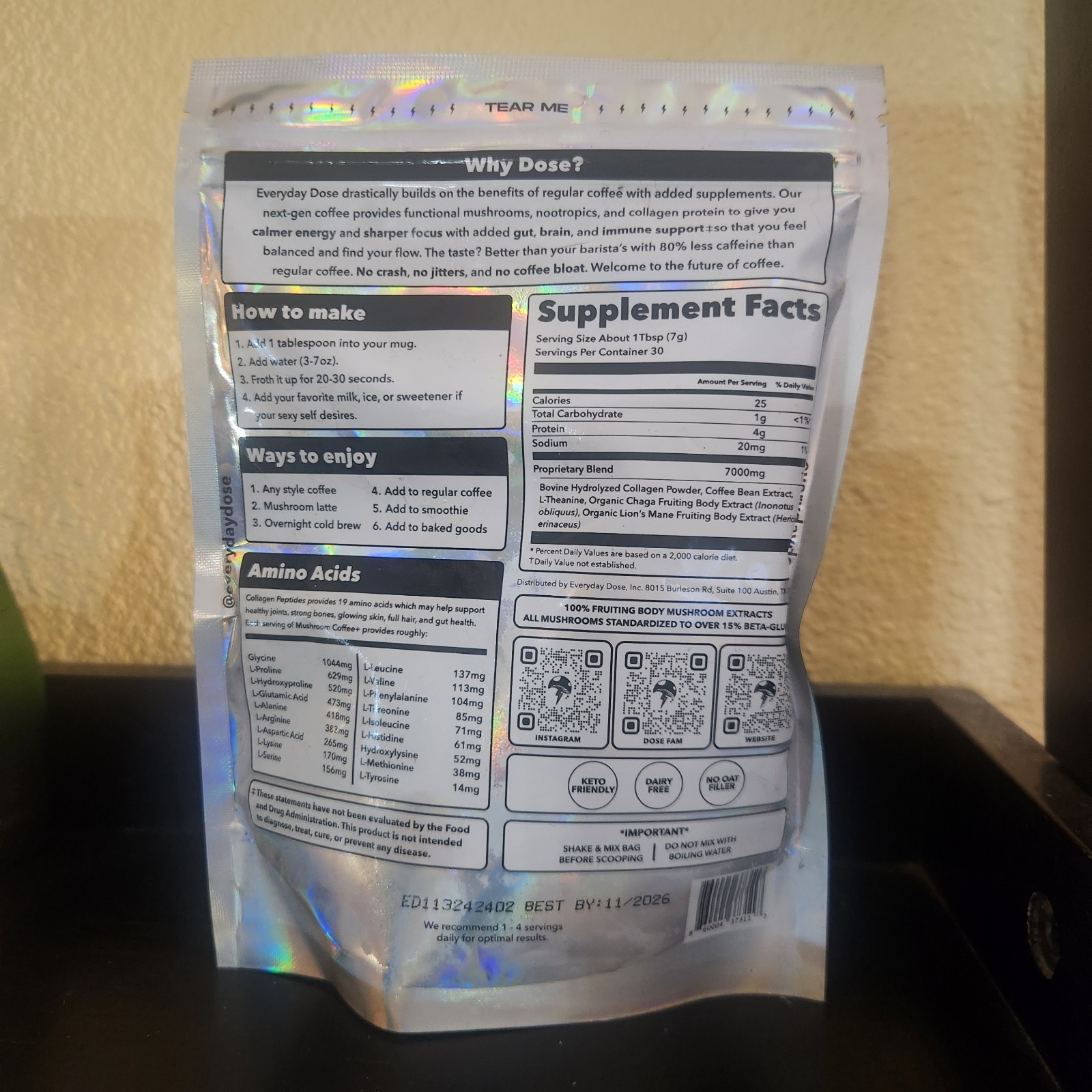 Everyday Dose Mushroom Coffee Collagen Protein Nootropics 7.4oz full size
