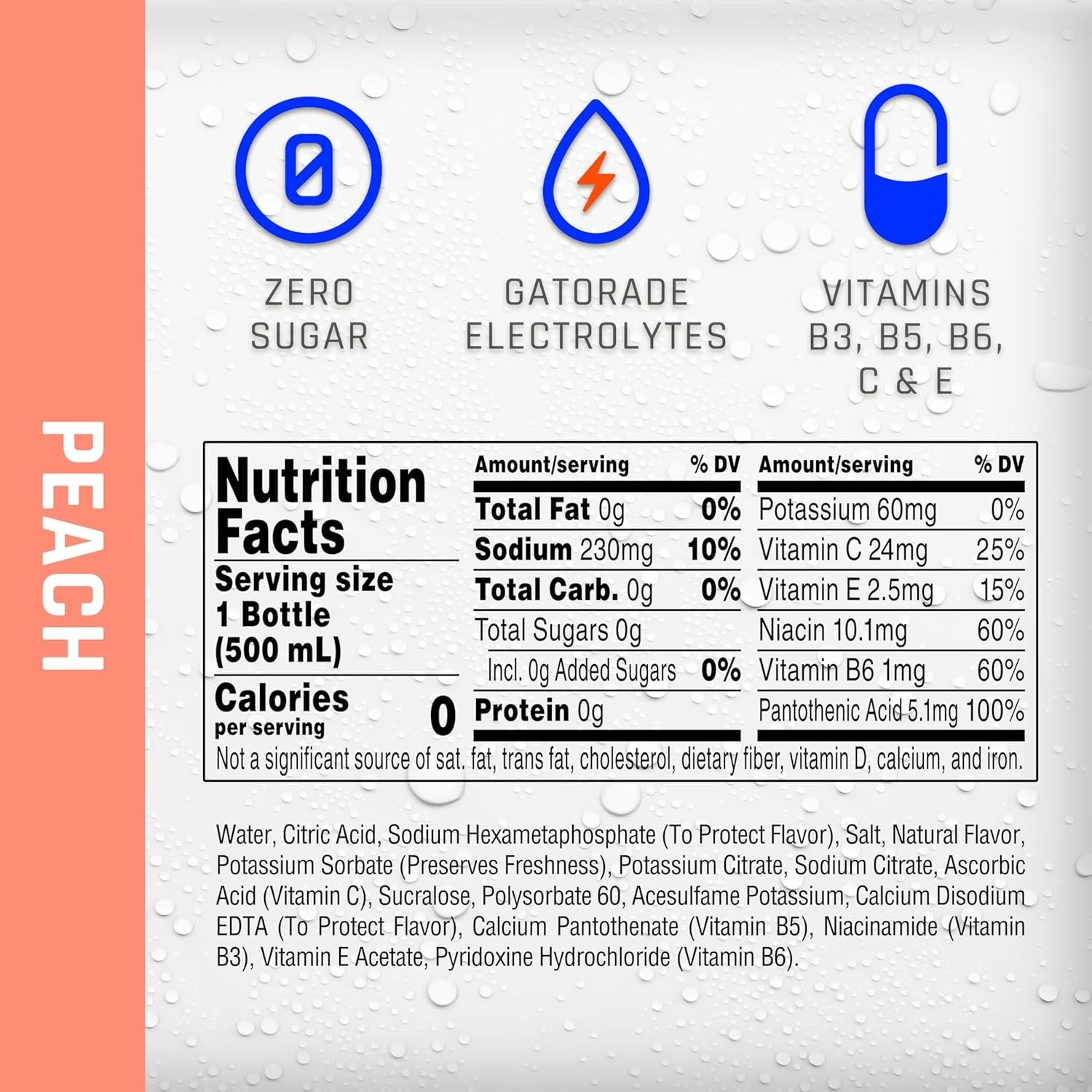 (12 Pack) Propel Peach Electrolytes & Vitamins Sport Water, No Sugar, 16.9 Fl Oz
