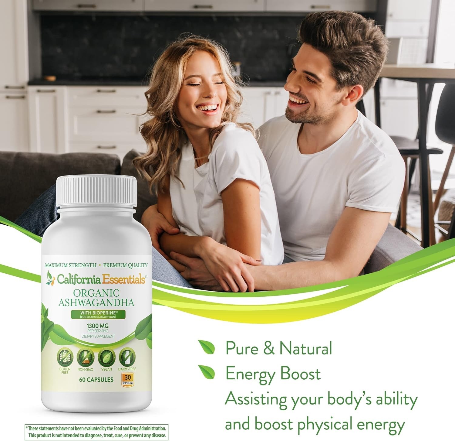 ORGANIC ASHWAGANDHA-1300MG PER SERVE-ENERGY-STRENGTH-LONGEVITY-SEALED-FREE SHIP