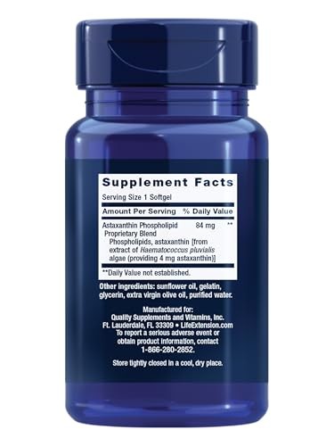 Life Extension Astaxanthin with 30 Count (Pack of 1), Red to Brown