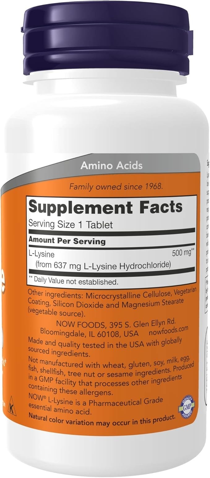 NOW Foods L-Lysine Double Strength 1000mg Tablets – 100 Count (Pack of 2)