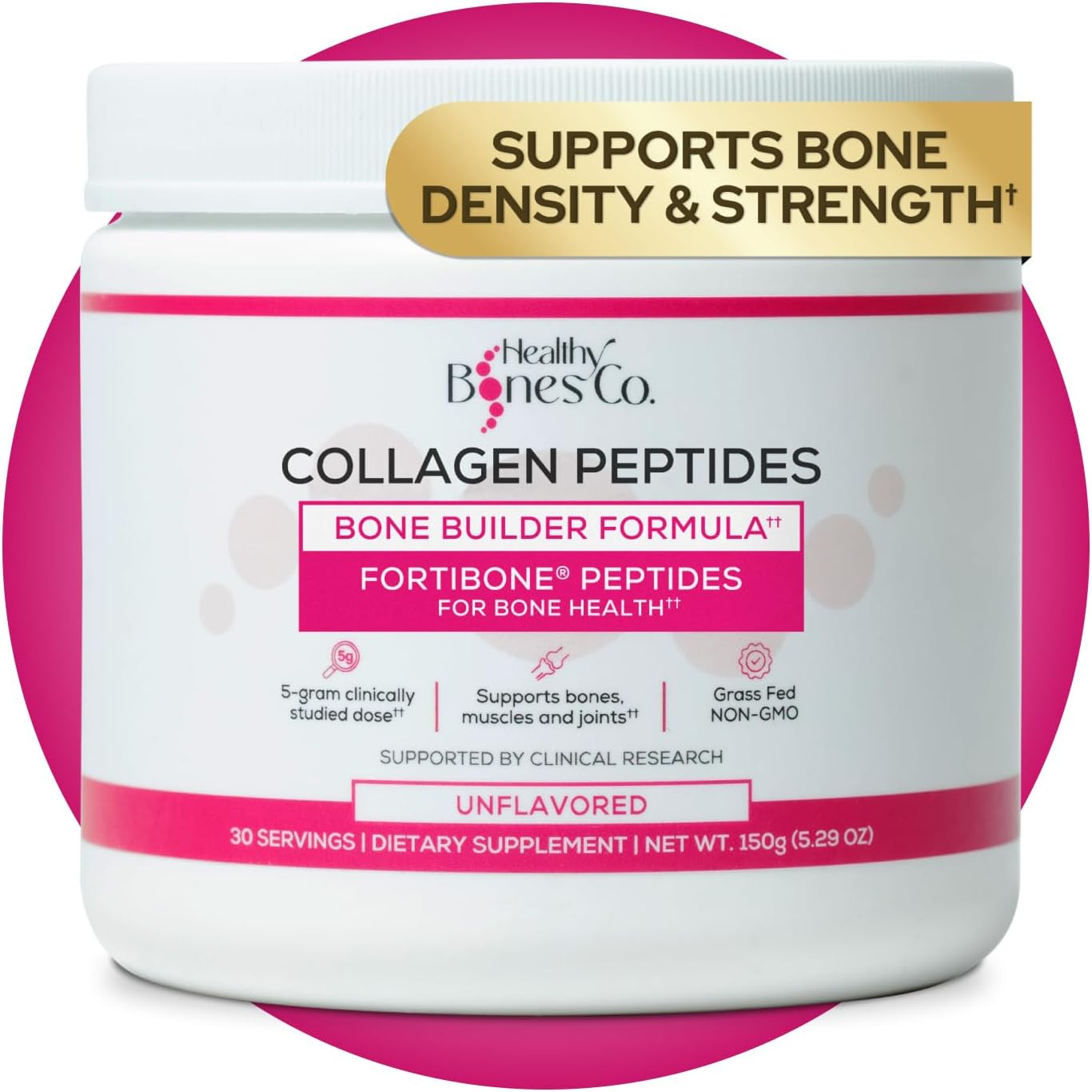 FORTIBONE Collagen Peptides Essential Bone Builder Hydrolyzed Collagen Powder fo