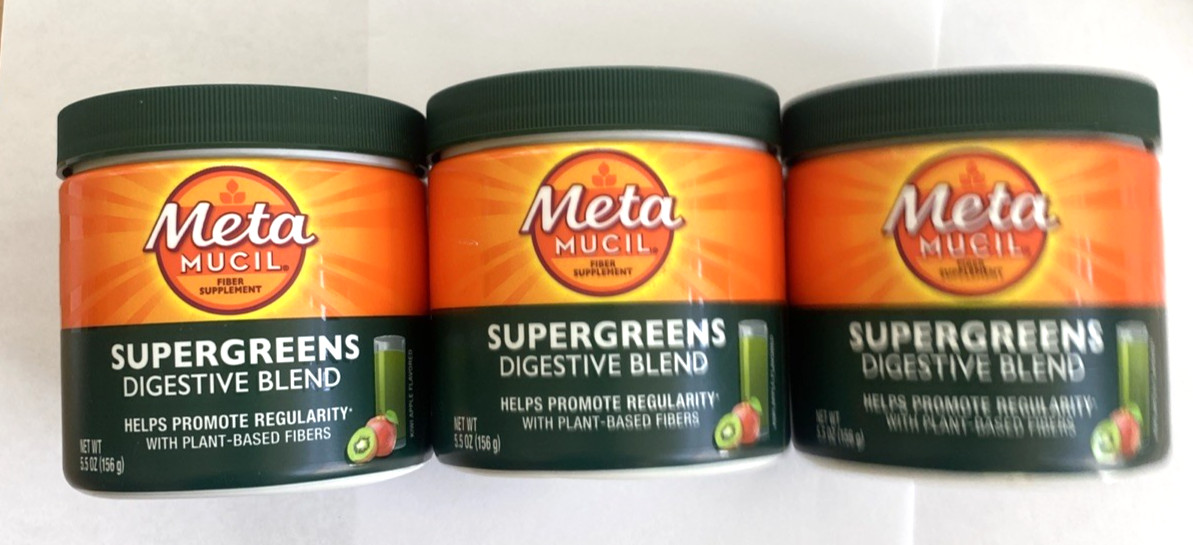 3 Metamucil Super Greens Digestive Blend Fiber Supplement 5.5 oz each 12/2026