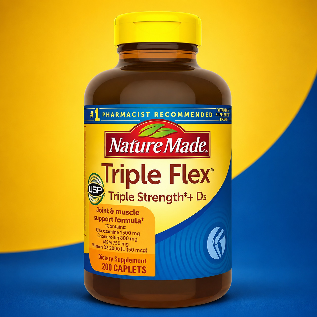 Nature Made Triple Flex Triple Strength + D3 – Joint & Muscle Support Caplets US