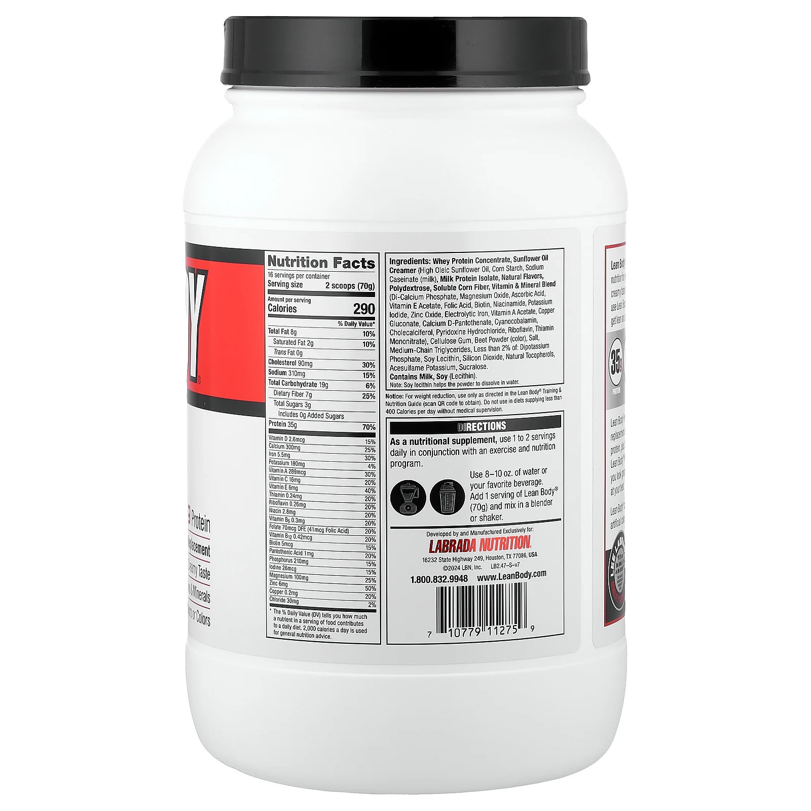 Lean Body, Hi Protein Meal Replacement, Strawberry, 2.47 lb (1120 g)