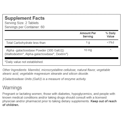 Vitacost Gas Enzyme Prevent Gas & Bloating 300 lU 120 Chewable Tablets 12/2026