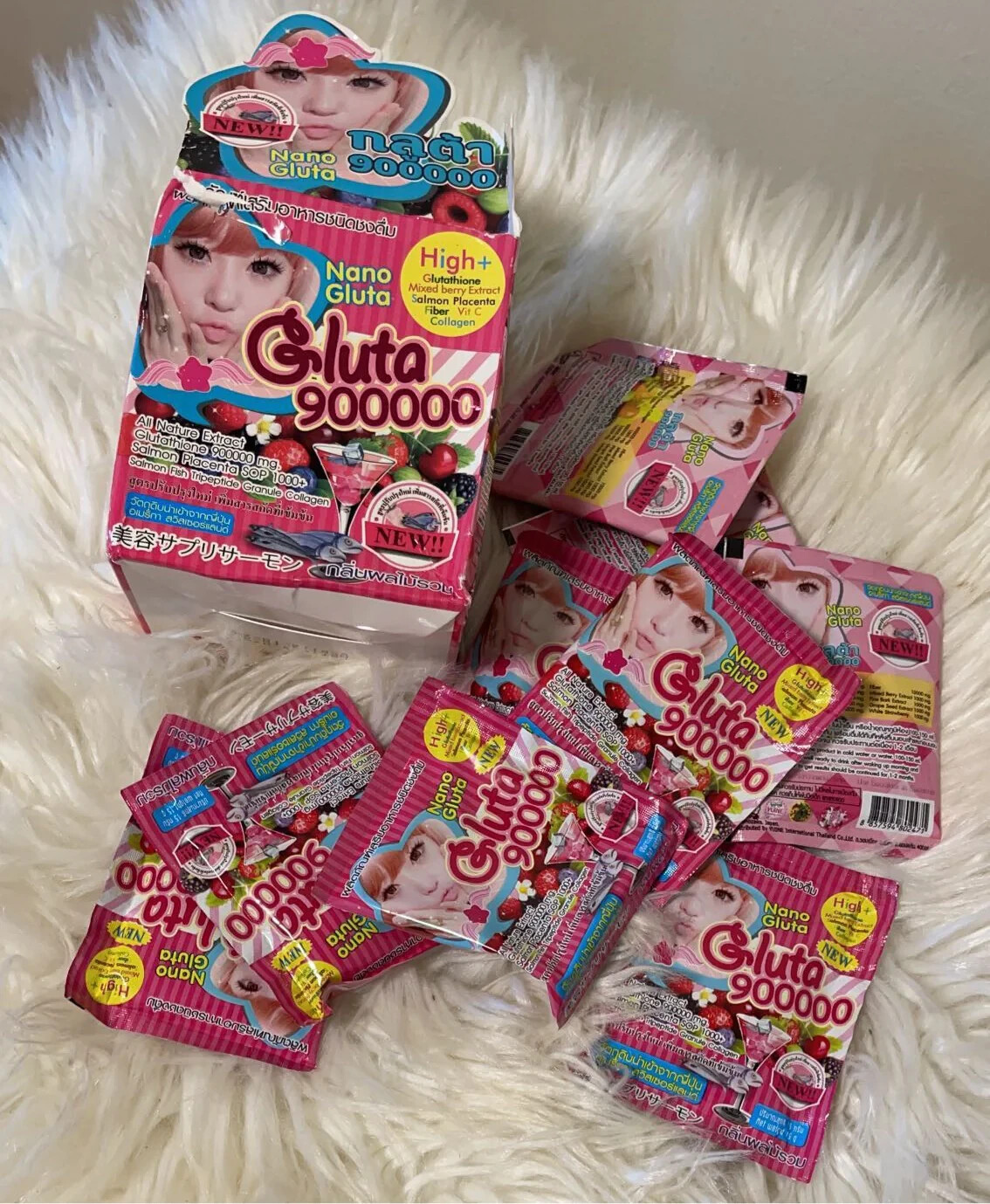 Nano Gluta 9000000 Drink Punch Anti-Aging Whitening Skin Collagen Powder 12x