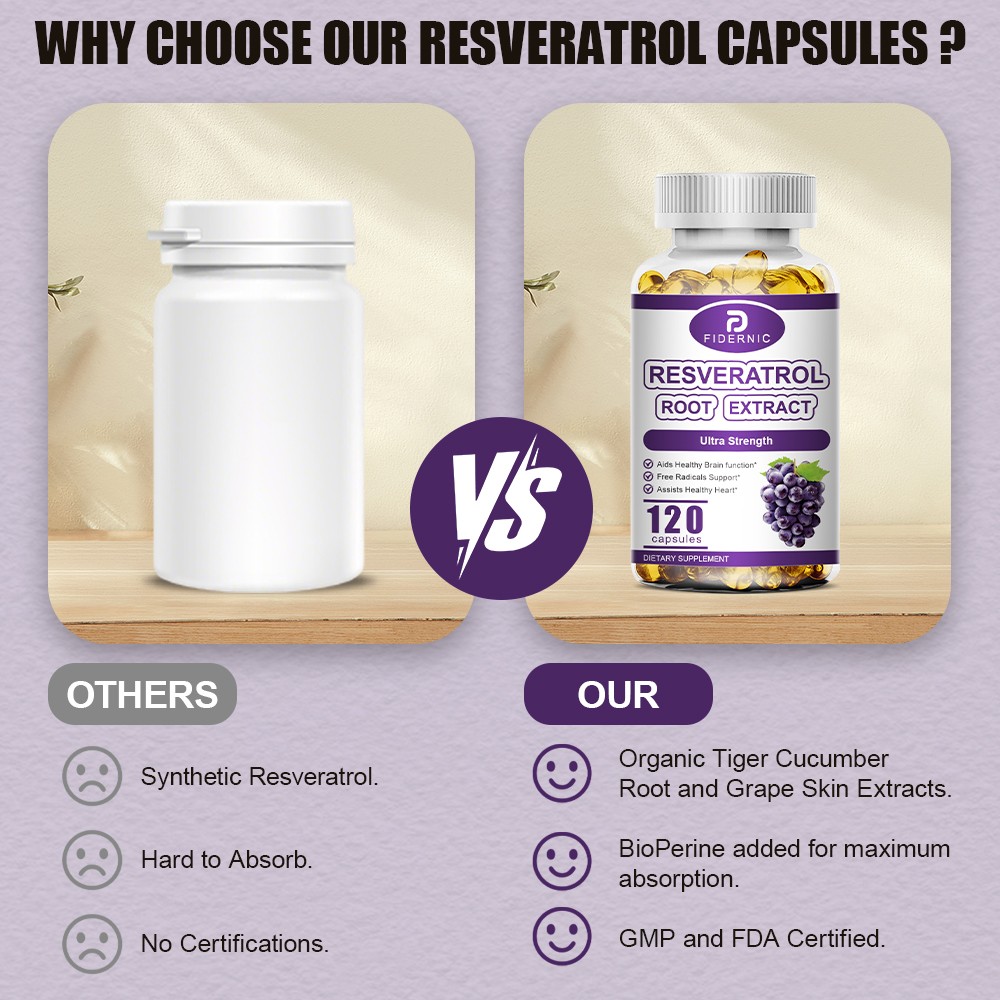Resveratrol 1200mg High Abosorption Natural Anti Antioxidant ，Overall Wellness