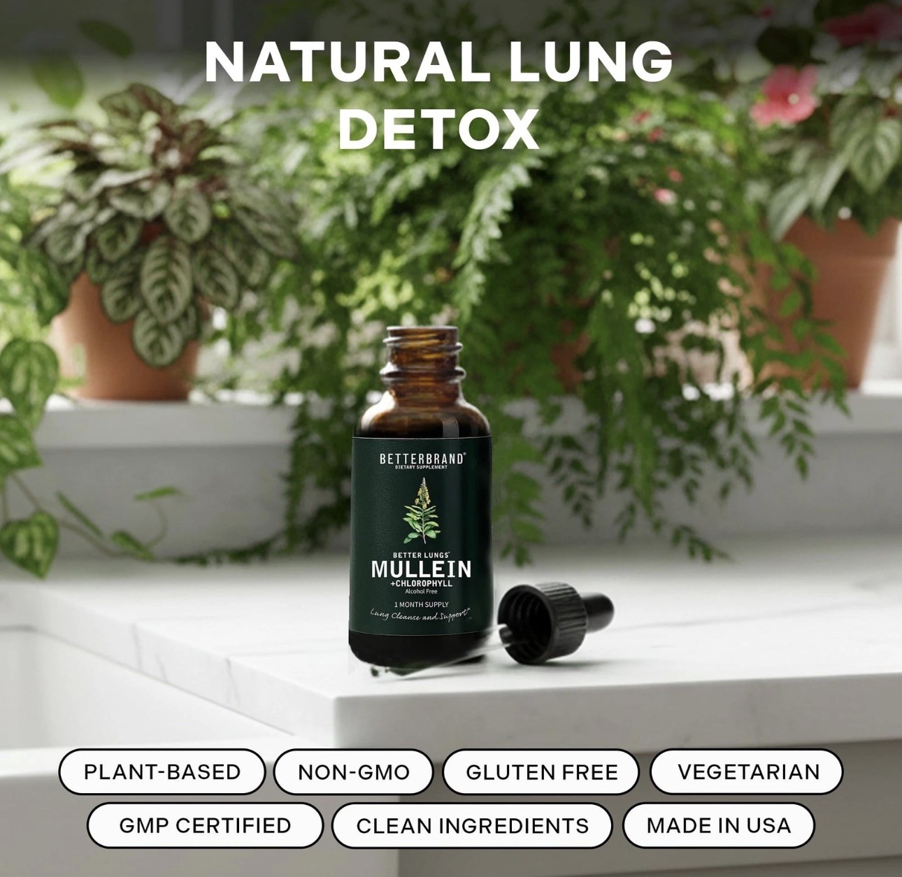 Betterbrand Mullein Drops for Lung Detox – Leaf 2 Fl Oz (Pack of 1)