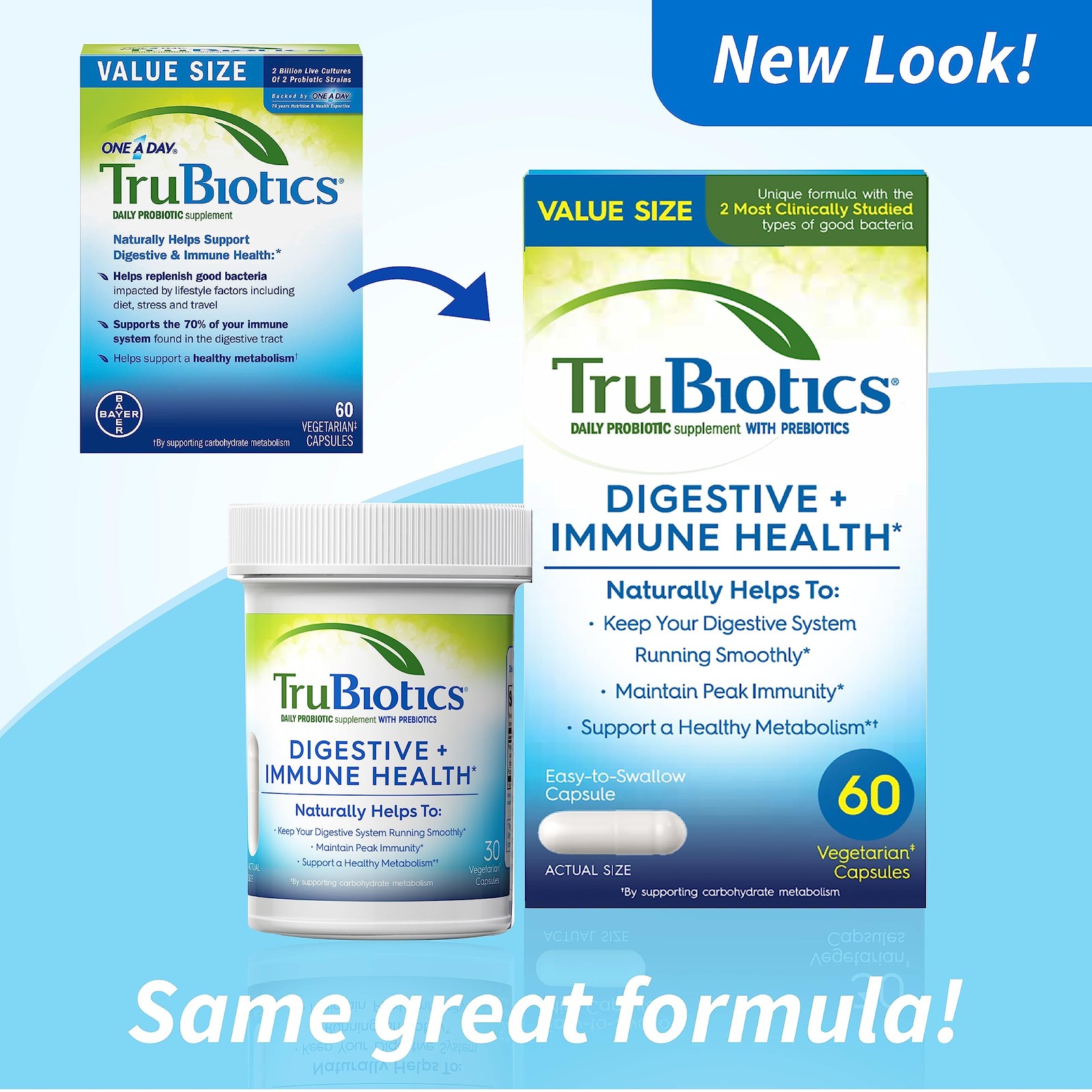Probiotics for Digestive Health, Immune Support, Bloating Relief, 60 Capsules