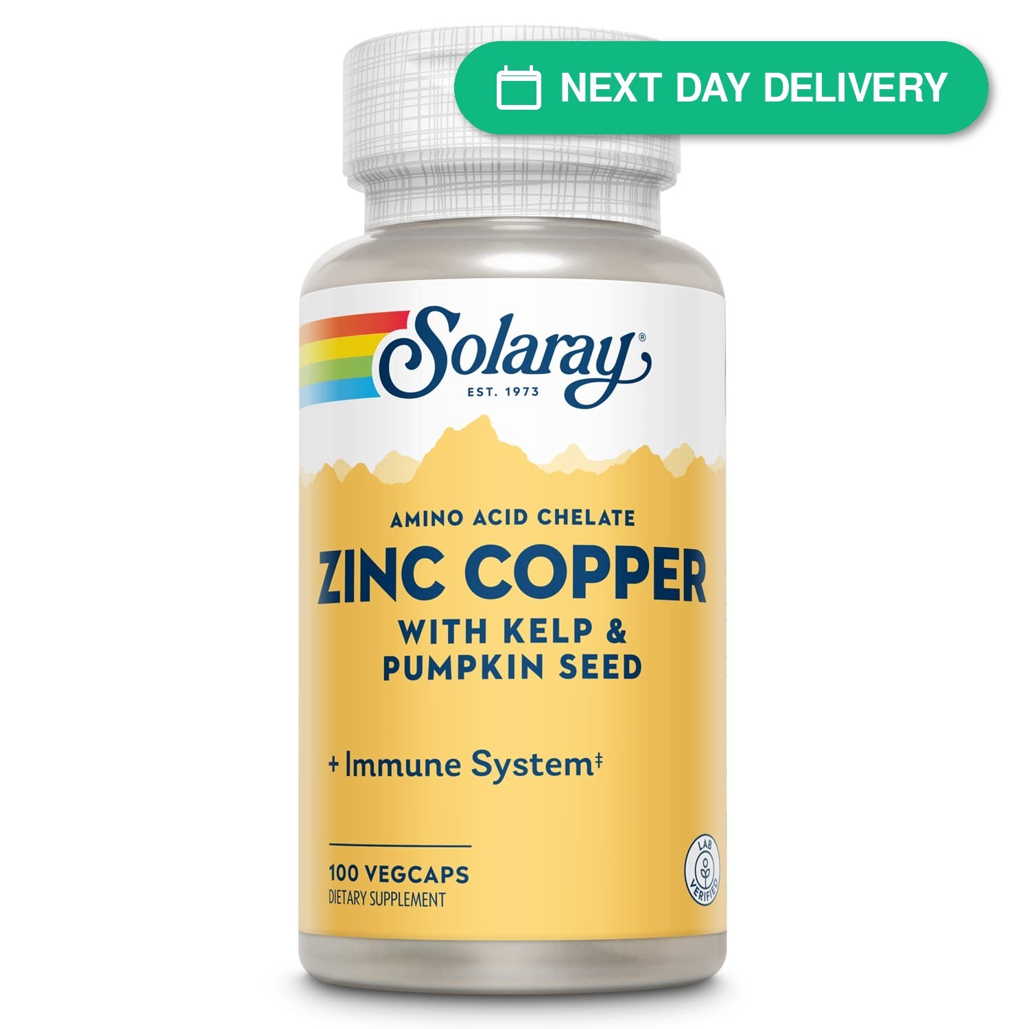 SOLARAY Zinc Copper Amino Acid Chelate Immune Support Supplement 100 VegCaps