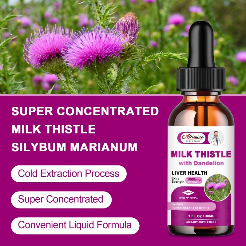 2 Bottles Milk Thistle Liquid Drop,Dandelion Root,Liver Cleanse Immune Support