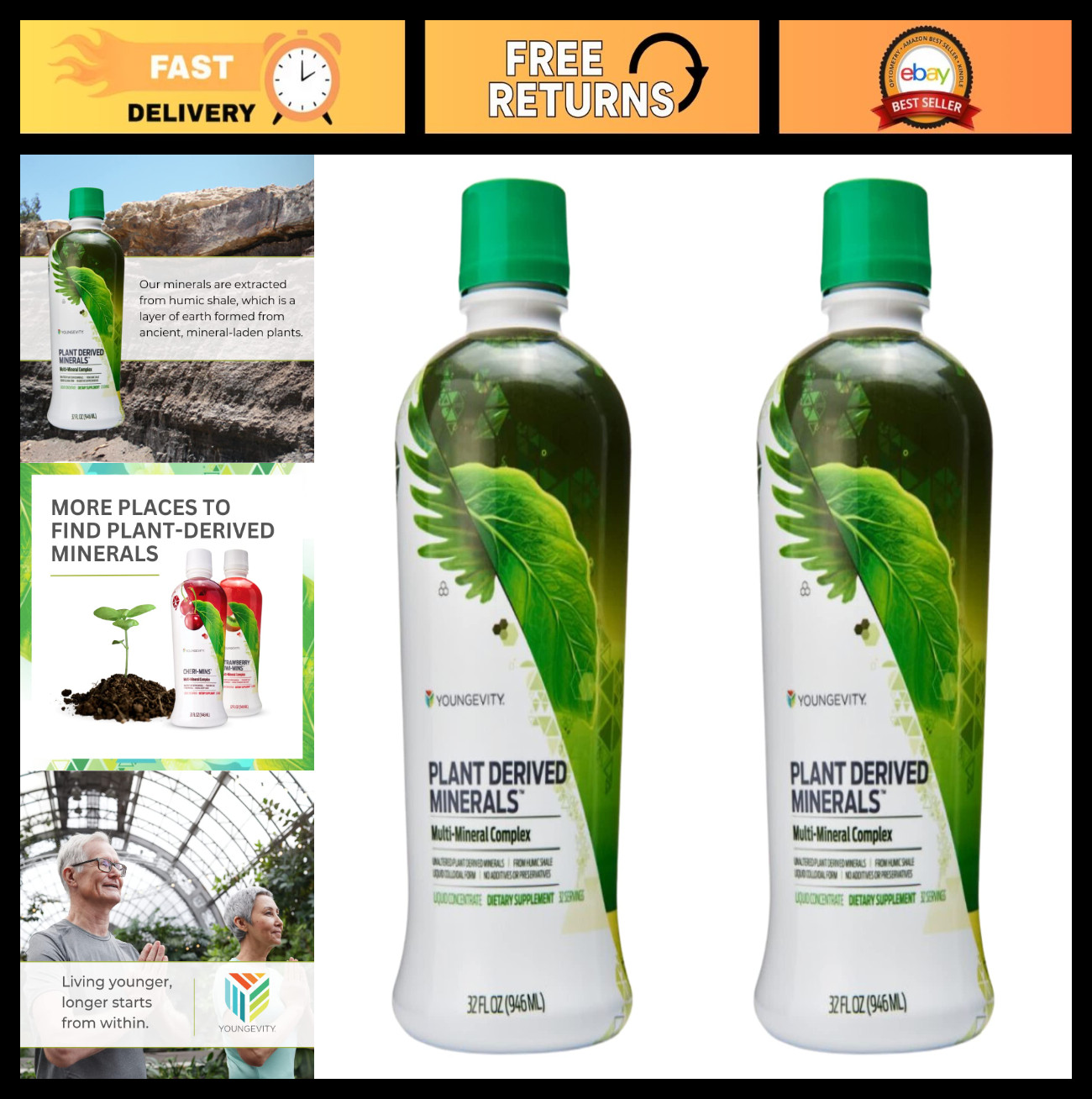 Plant-Based Liquid Minerals – 32 oz, Pack of 2, Essential Nutrients for Health