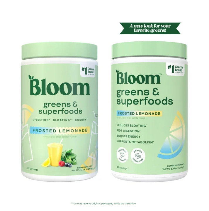 Bloom Nutrition Greens & Superfoods Powder, Frosted Lemonade, 25 Servings