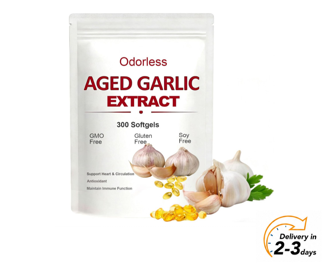 Odorless Garlic 7500Mg per Servings, 300 Softgels | 2 Years Aged Garlic Extra…