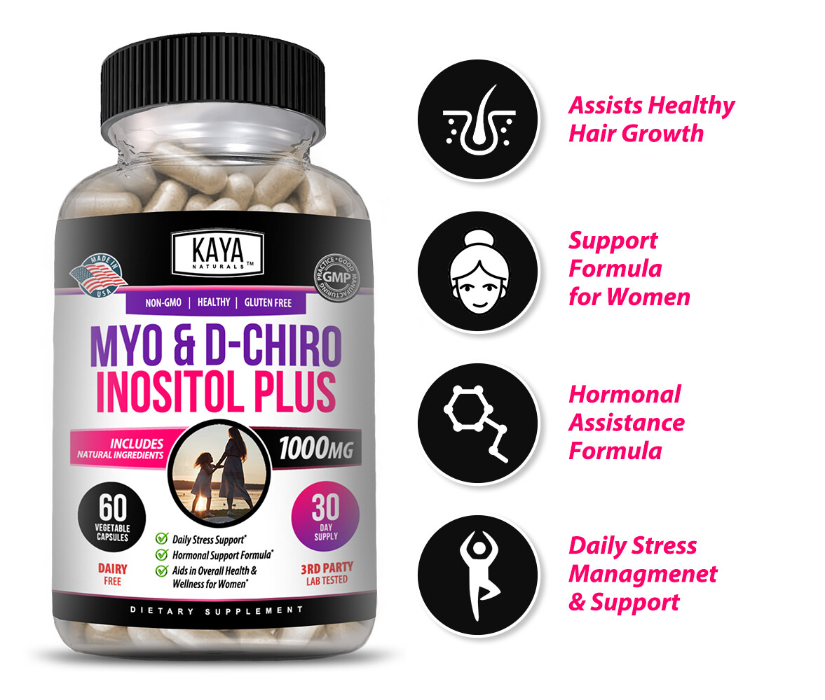 Myo & D-Chiro Inositol Plus 60ct, Women Hormone Support, Manage Stress