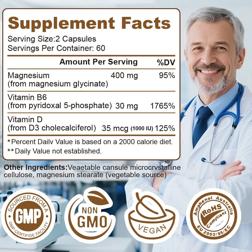 Magnesium Glycinate 400mg – Chelated High Absorption, For Sleep, Stress Relief