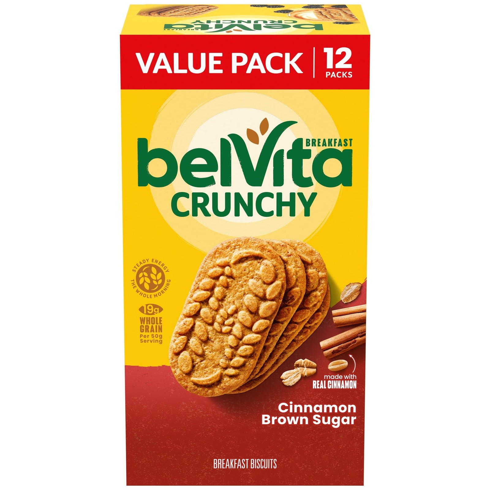 belVita Breakfast Bars Biscuits, Cinnamon Brown 21.12 Ounce (12 Pack), brown