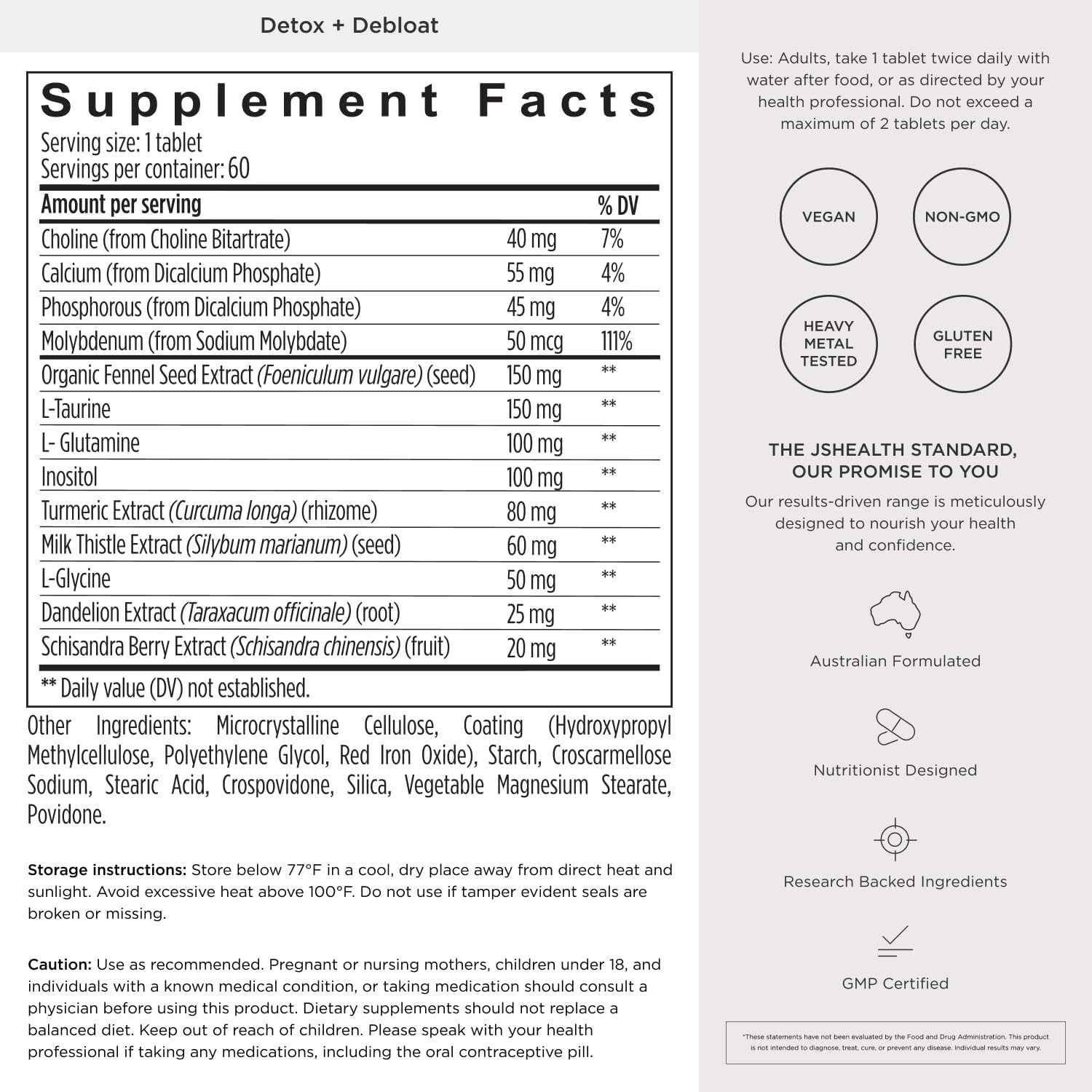 Milk Thistle, Turmeric & Fennel: Gentle Detox and Bloating Relief | 60 Tablets