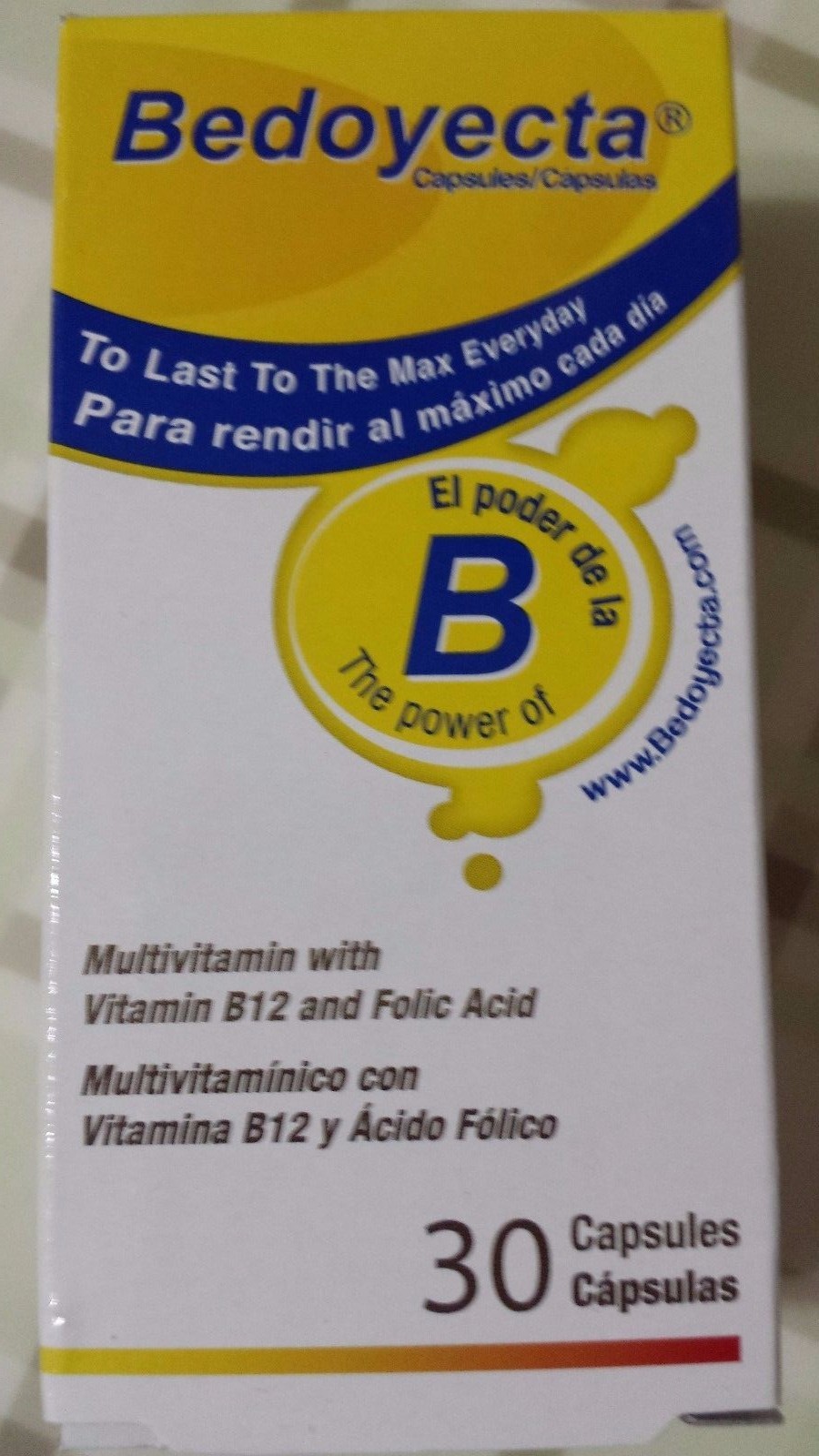BEDOYECTA THE POWER OF B 30 CAPSULES 08/2024 VITAMIN B12 AND FOLIC ACID NEW