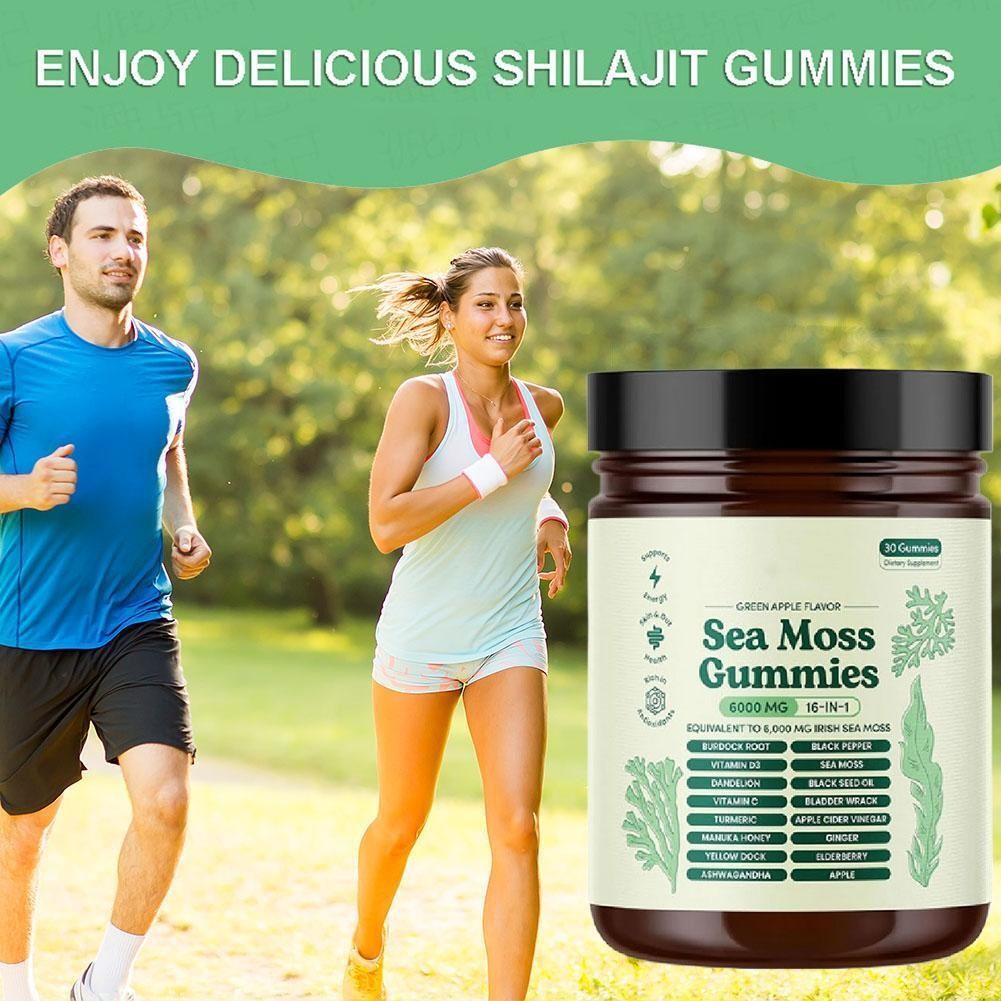 16 in 1 Organic Sea Moss Gummy | Irishmoss Extract 6000Mg | Green Apple Flavor