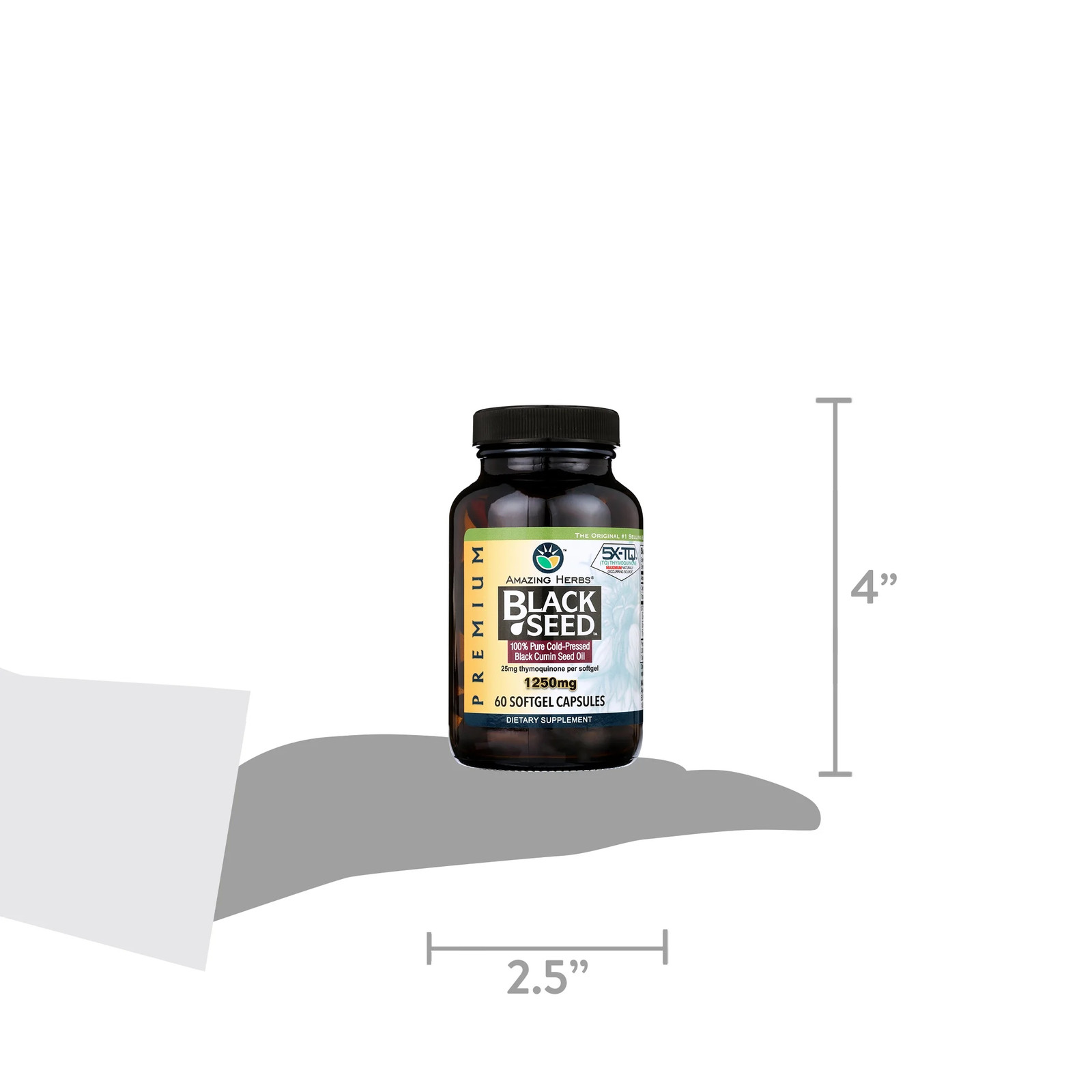 Premium Black Seed Oil Capsules – Cold Pressed – 60 Count,1250Mg