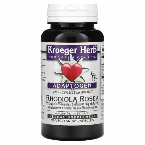 Kroeger Herb Rhodiola Rosea Vcaps, 90 Vegetarian Capsules (exp 10/2025)
