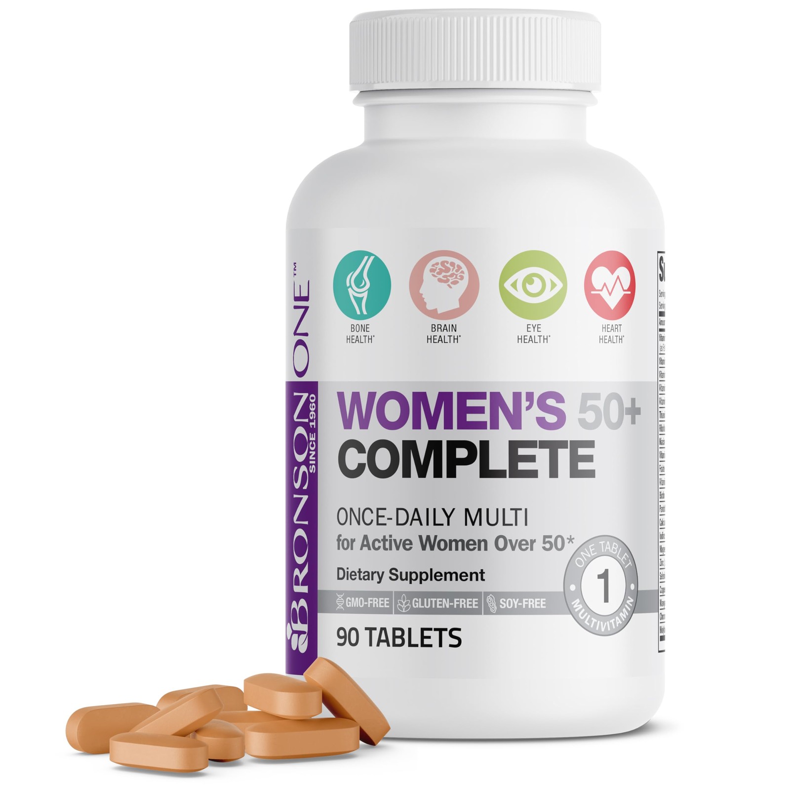 Bronson ONE Daily Women’s 50+ Complete Multivitamin 90 Count (Pack of 1)
