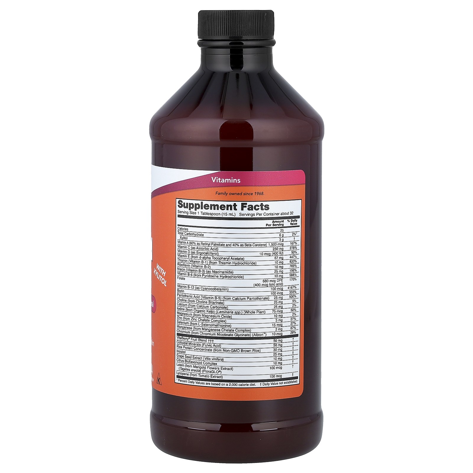 Now Foods Liquid Multi Tropical Orange Flavor 16 fl oz 473 ml GMP Quality