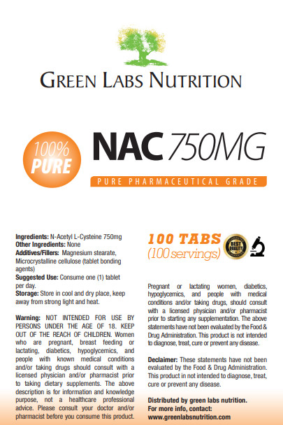 NAC N-ACETYL L-CYSTEINE 750mg TABLETS