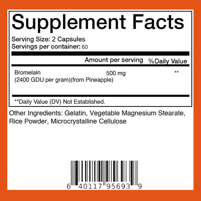 Bromelain 500mg – Digestive Support, Relieve Gas, Bloating and Constipation