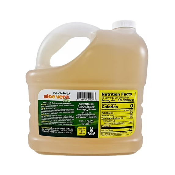 Fruit of the Earth Aloe Vera Drink 128 fl oz 1 Gallon Wellness Beverage