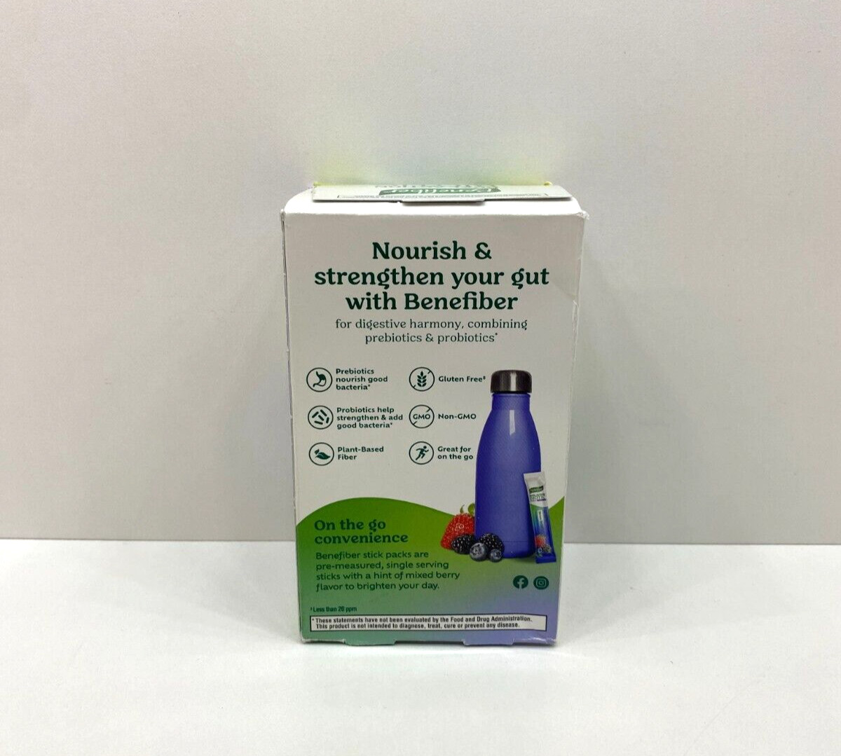 2 Benefiber Dual Action Biotic Prebiotic Probiotics Stress Relief Stick Packs