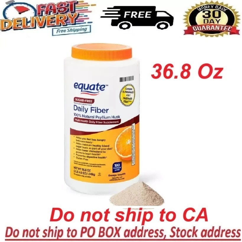Equate Sugar-Free Daily Fiber Powder, Orange Smooth, 36.8 Oz