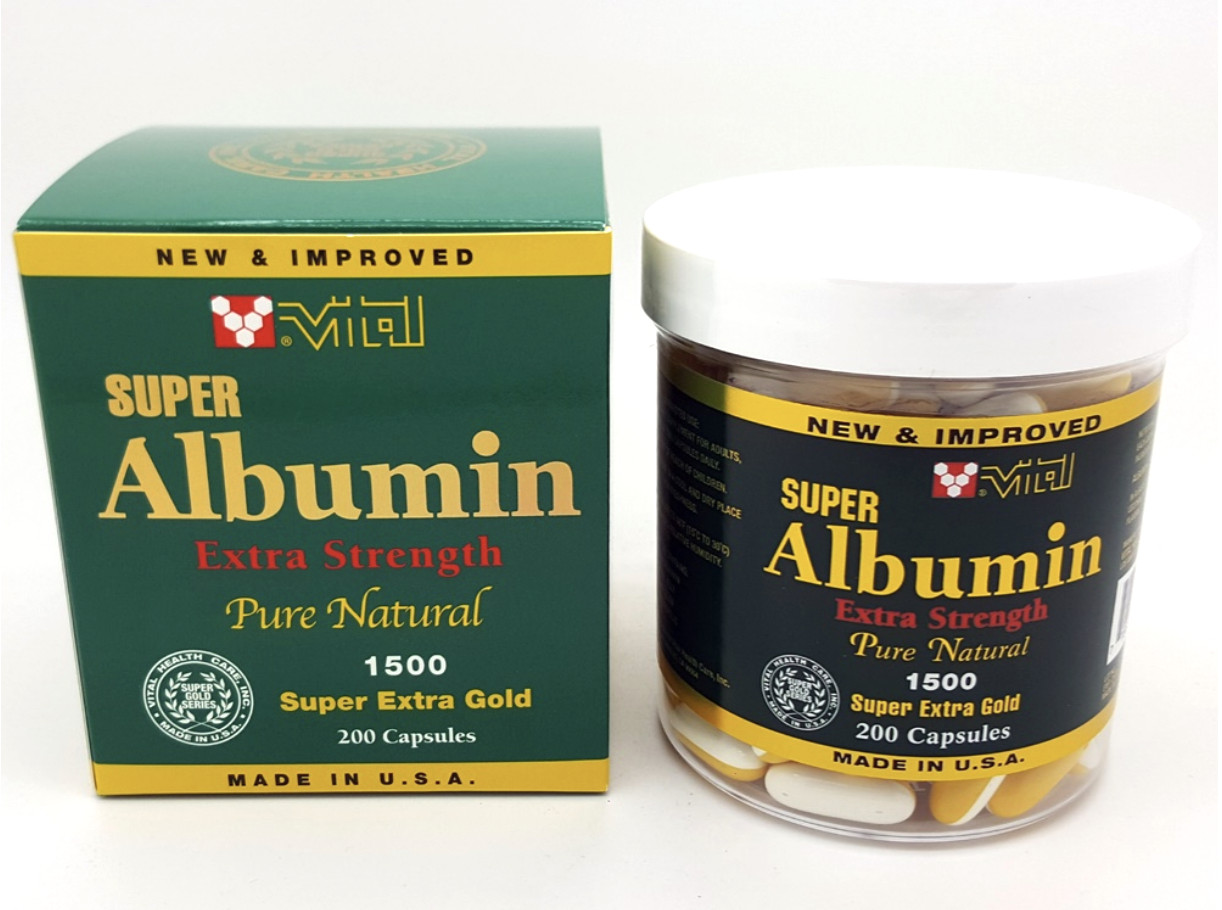 Vital Super Albumin Extra Strength Pure Natural 1500 mg 200 Softgels Authentic