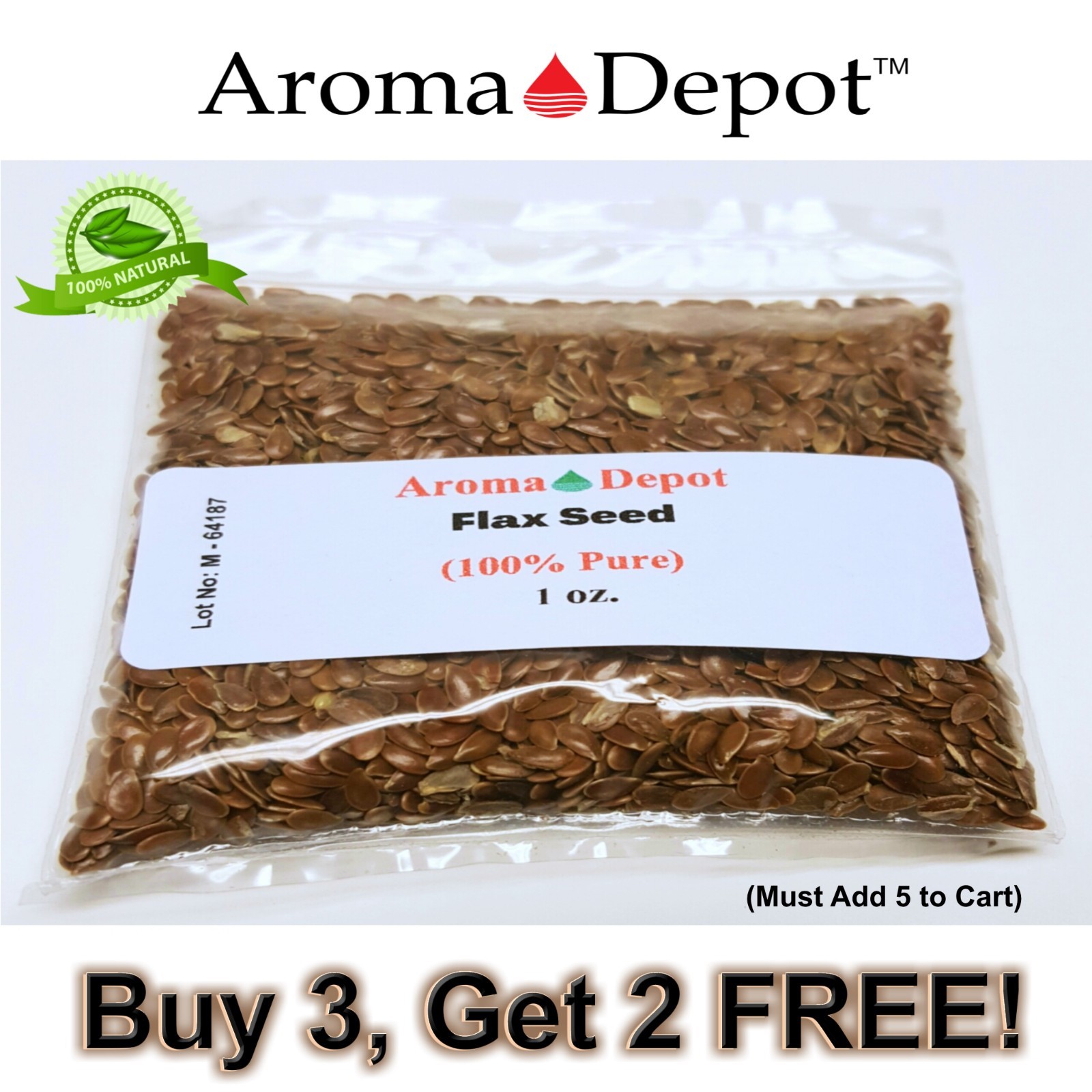 1 oz Whole Brown Grain Flax Seed 100% Pure Natural Omega-3 NON GMO Gluten Free