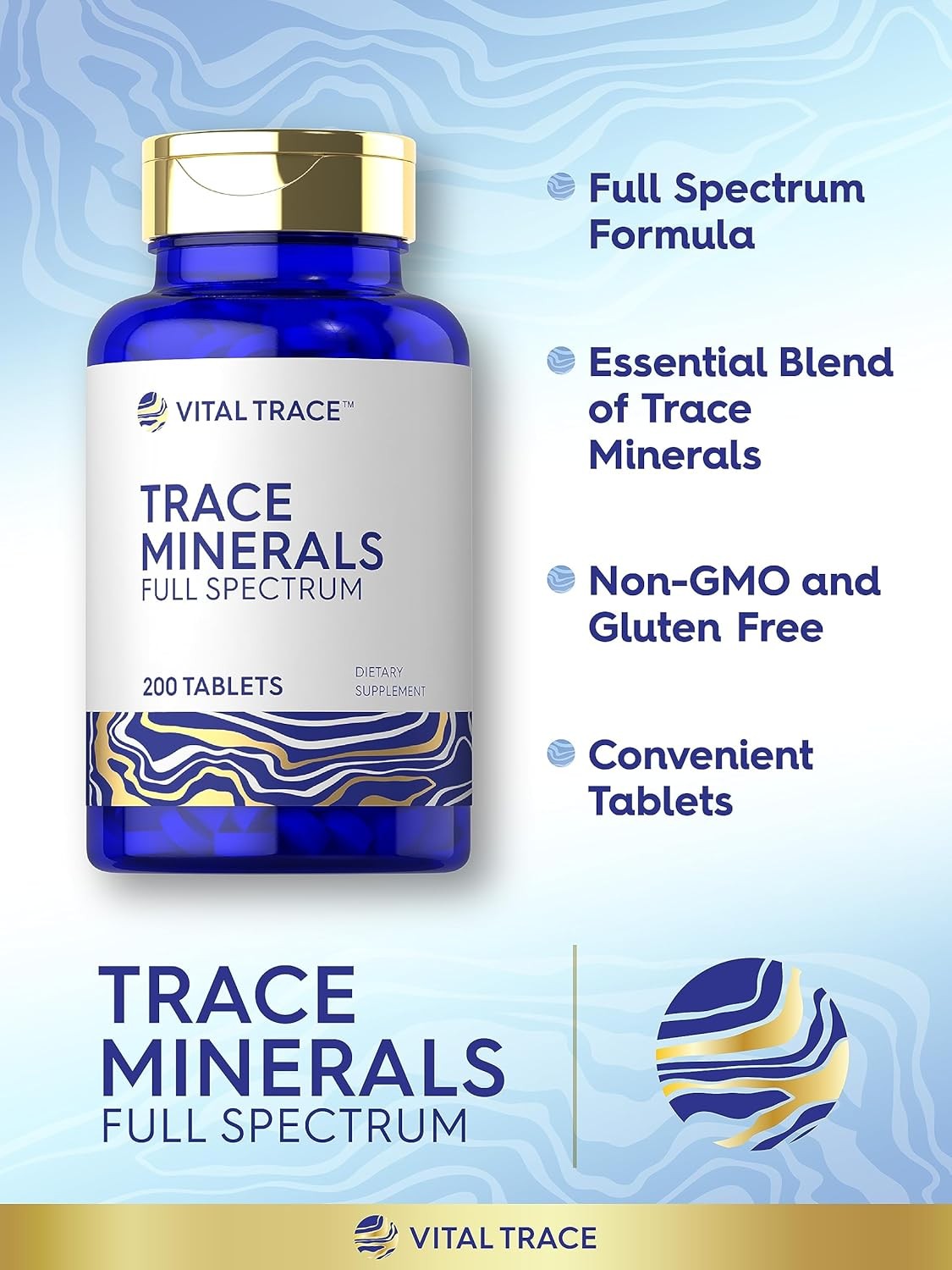 Carlyle Trace Minerals | 200 Tablets | Full Spectrum Supplement | Non-GMO & Glut