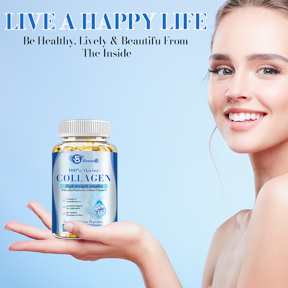 Hydrolysed Type I Marine Collagen Capsules 1500mg For Skin, Nail Hair Health.