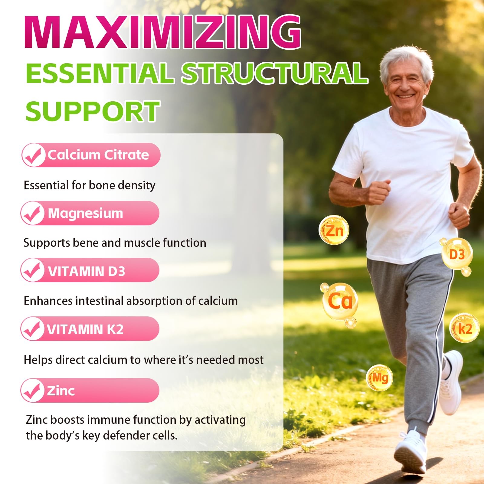 Lanshi Calcium Citrate Gummies 1200Mg Vitamin D3 K2 Supplements For Women Men