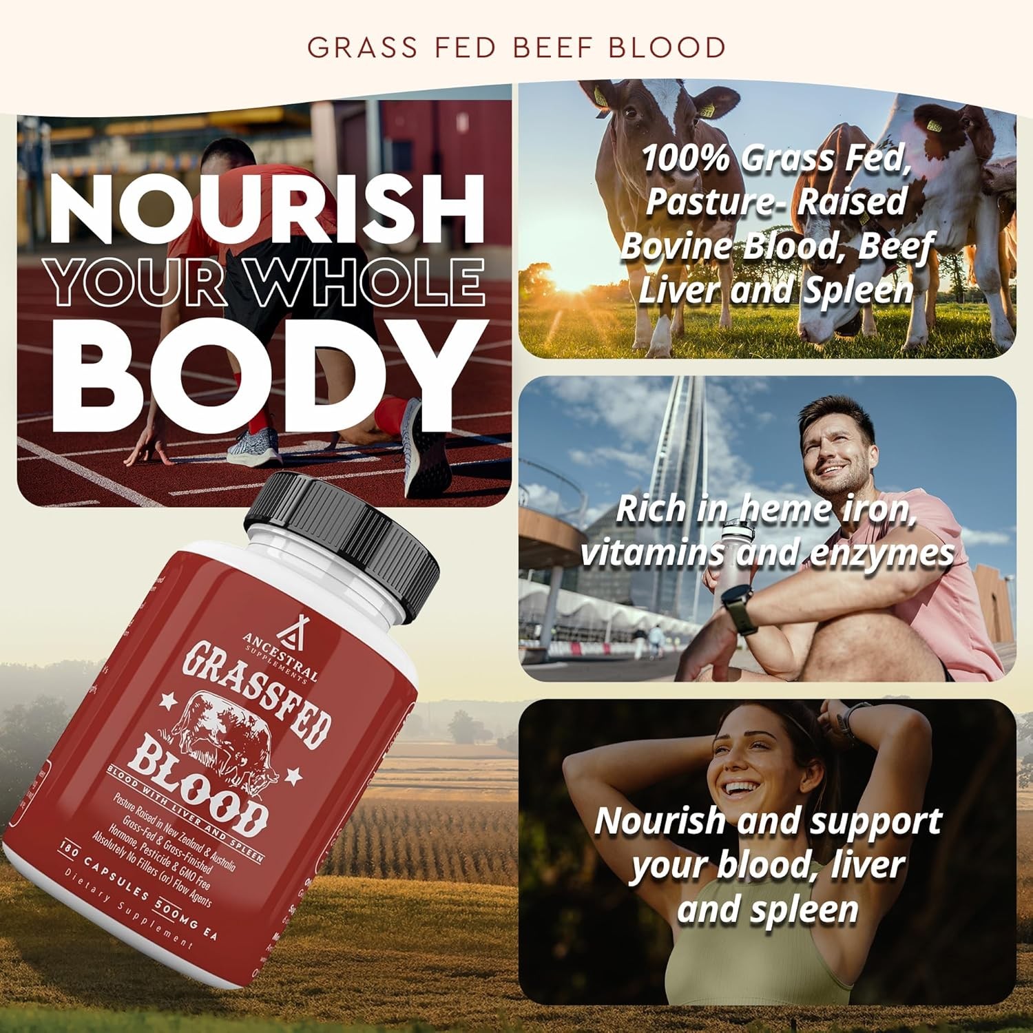 Ancestral Supplements Grass Fed Blood is Blood, Liver & Spleen Formula,…