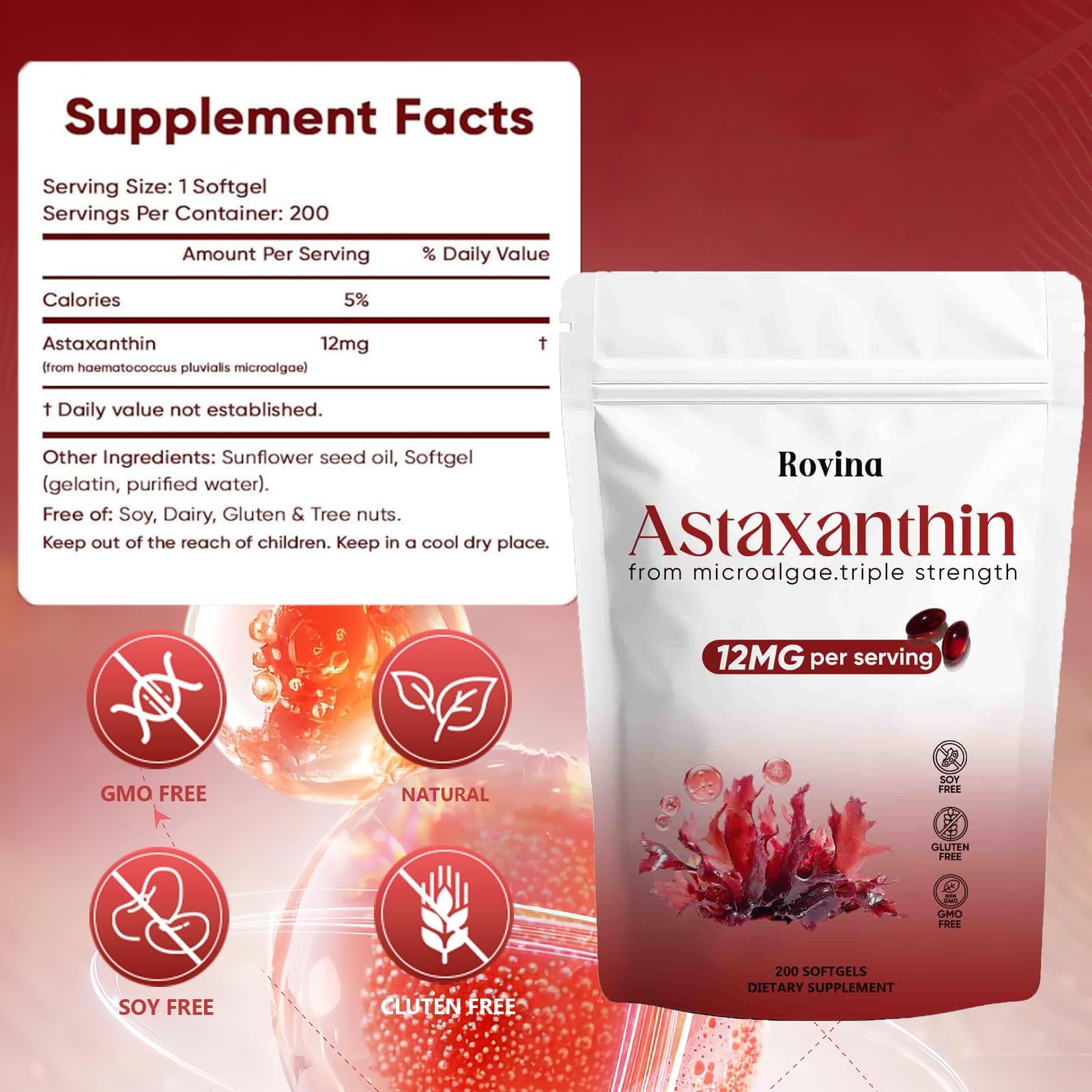 Regpem Rovina Astaxanthin 12mg, Revella 12.5 Pound (Pack of 1)
