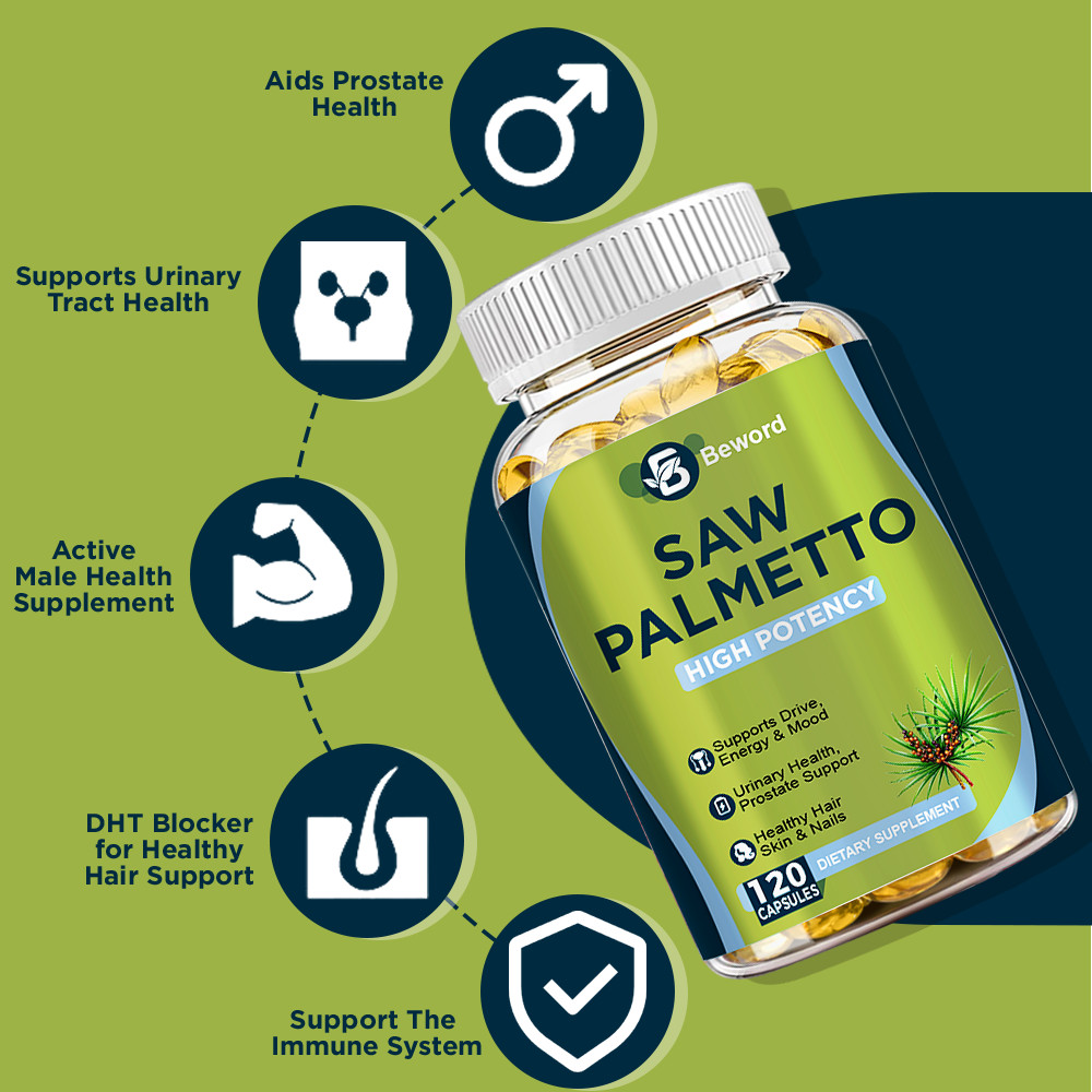 Extra Strength Saw Palmetto Extract Herbal Complex for Hair, Prostate Health