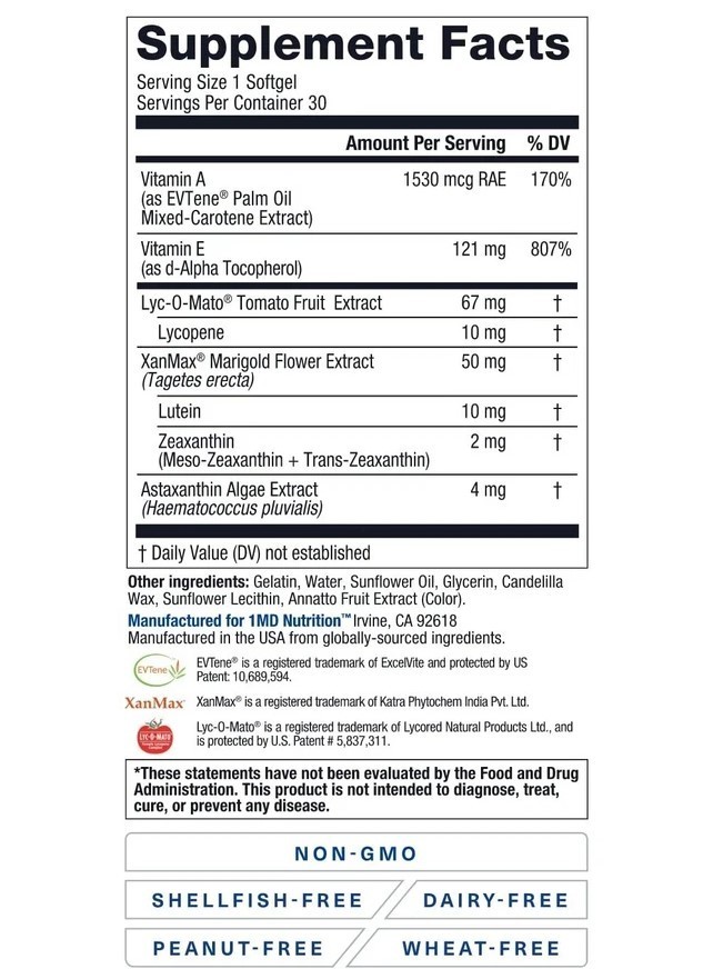 3 pack Vision Nutrition MD MD Eye Vitamin CARMIS – Eye Supplement 30 Softgels.
