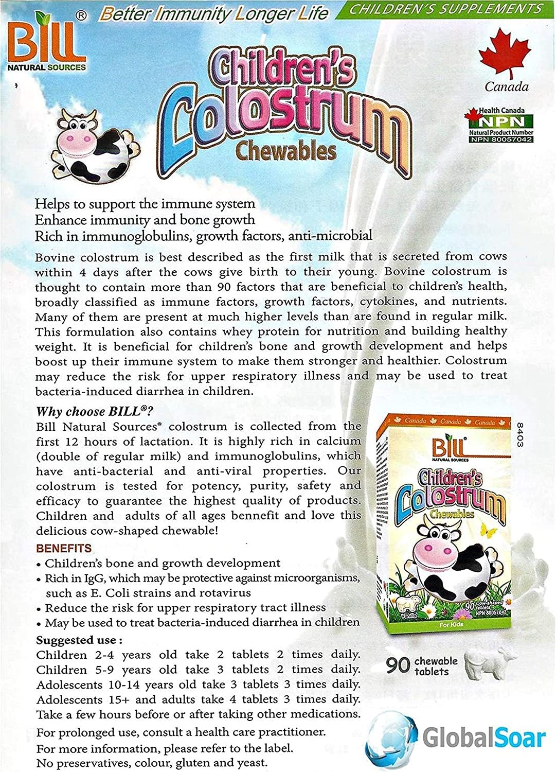 Bill Beauty Children’s Colostrum, 90 chewables