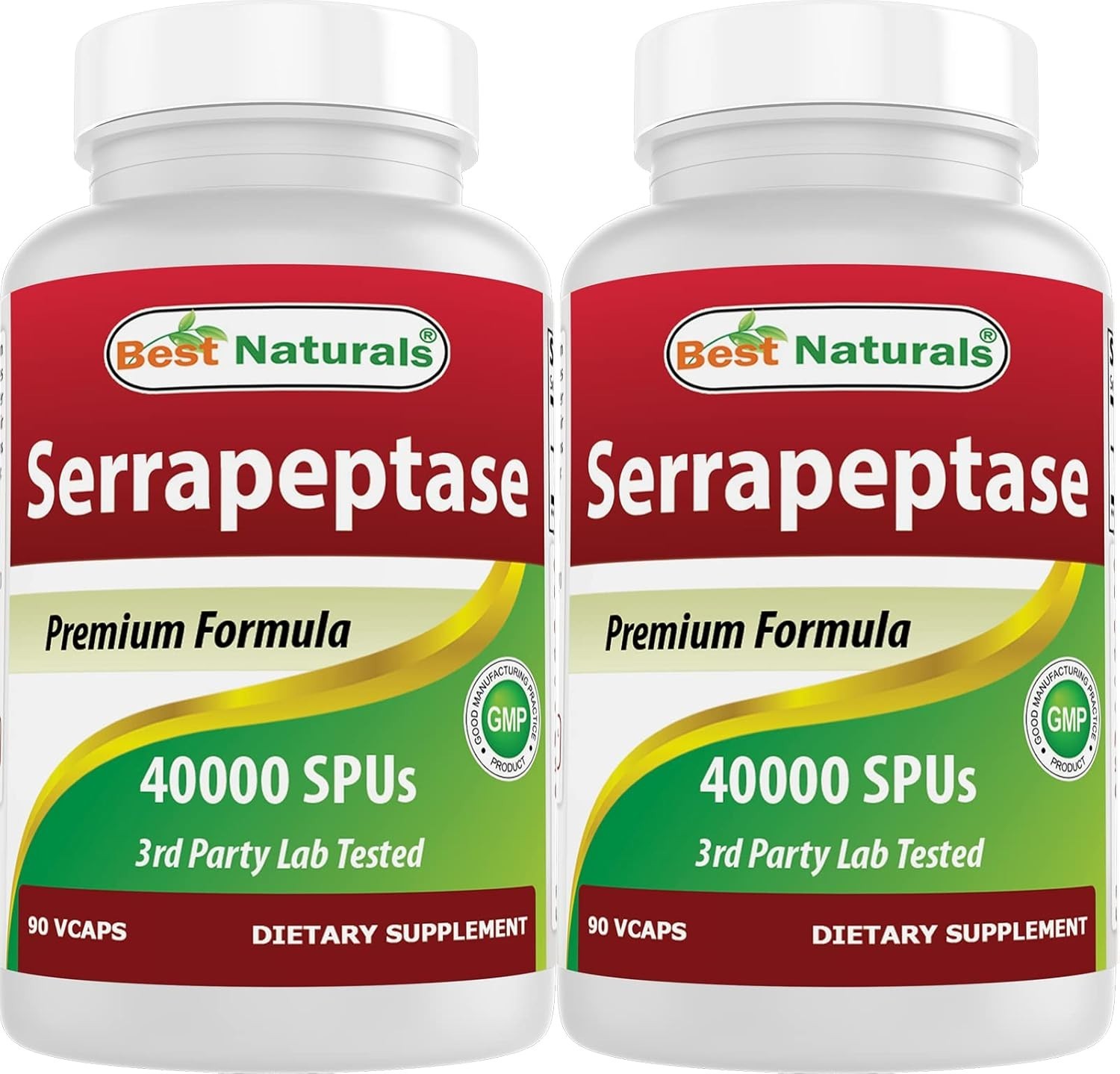 Serrapeptase 40,000 SPUs – Powerful Digestive Support, 90 Count per Bottle
