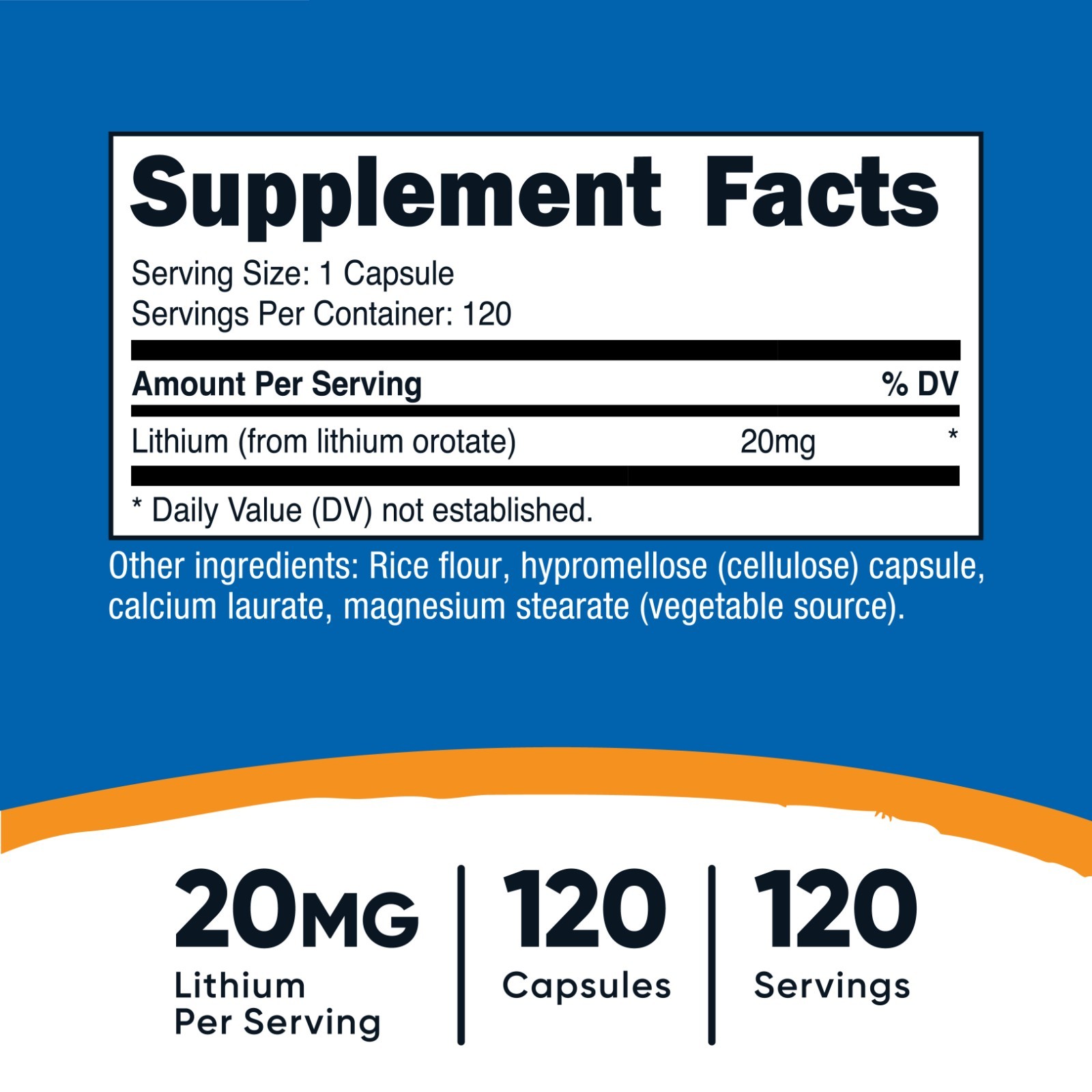 Nutricost Lithium Orotate (20mg) 120 Capsules – Vegan, Gluten-Free, GMO-Free